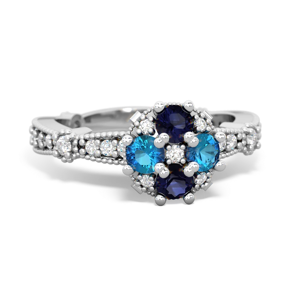 Sapphire Sparkling Tiara Cluster 14K White Gold ring R26293RD