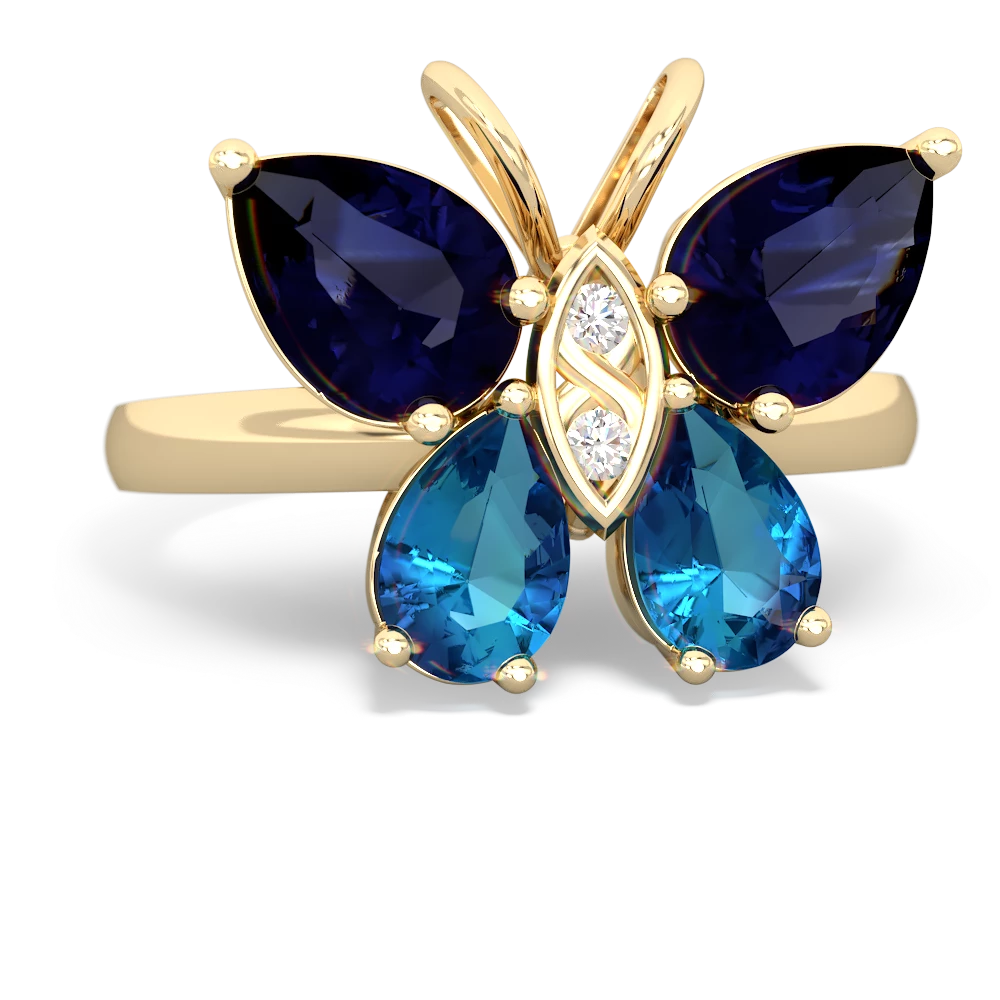 Sapphire Butterfly 14K Yellow Gold ring R2215