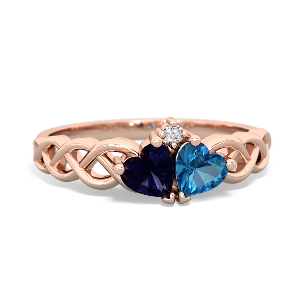 Sapphire Heart To Heart Braid 14K Rose Gold ring R5870