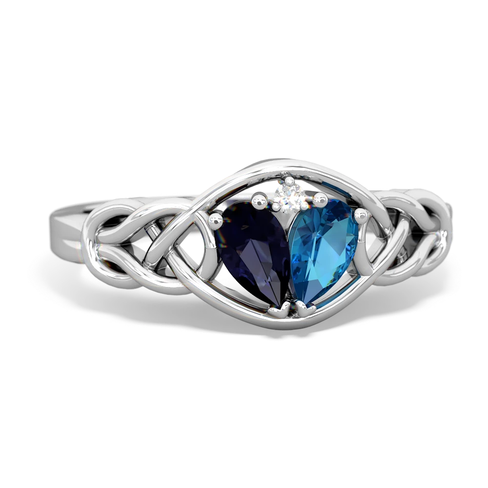 Sapphire Celtic Love Knot 14K White Gold ring R5420