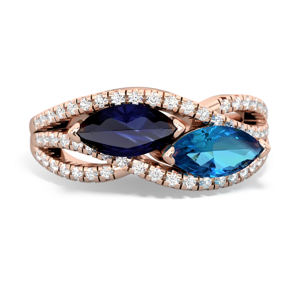 Sapphire Diamond Rivers 14K Rose Gold ring R3070