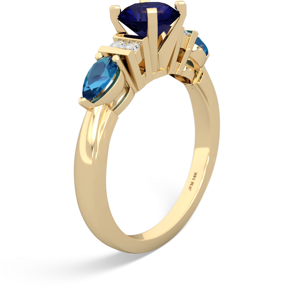 Sapphire 6Mm Round Eternal Embrace Engagement 14K Yellow Gold ring R2005