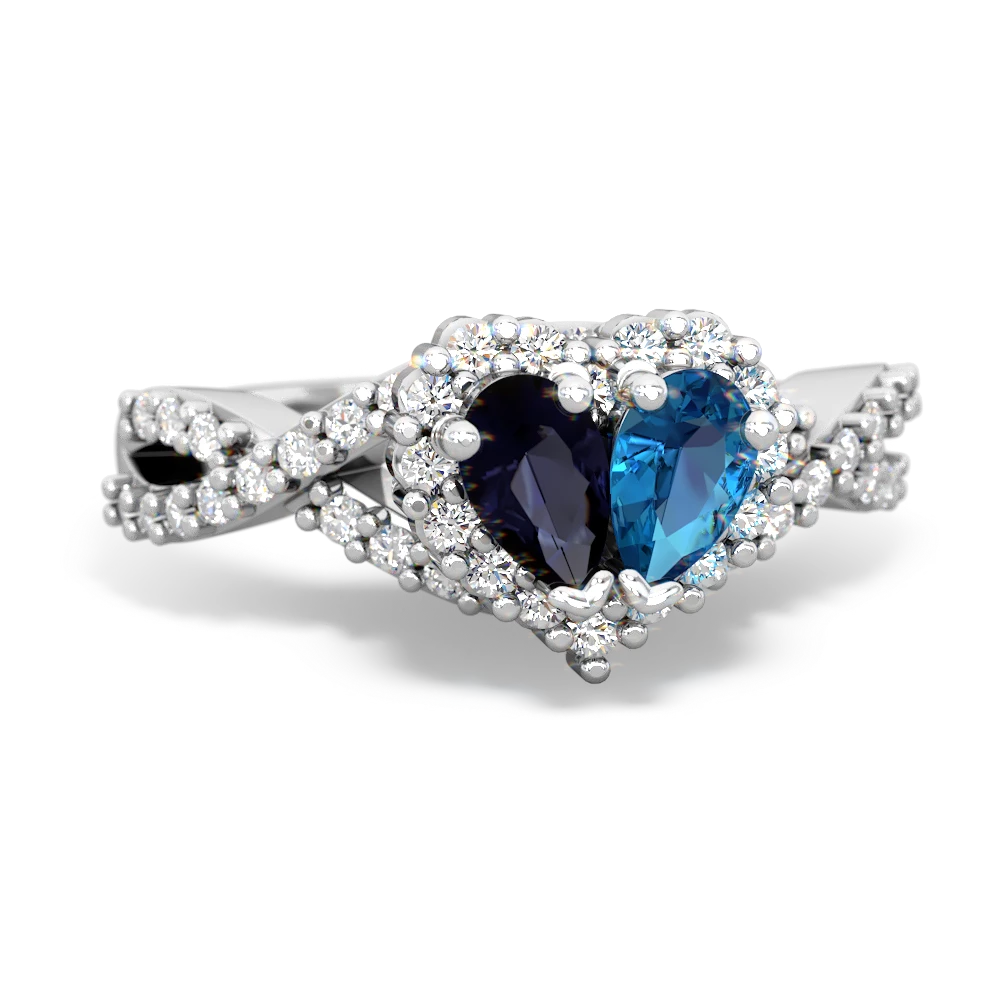 Sapphire Diamond Twist 'One Heart' 14K White Gold ring R2640HRT