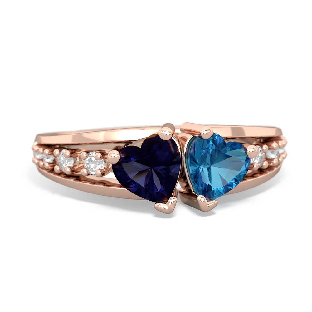 Sapphire Heart To Heart 14K Rose Gold ring R3342