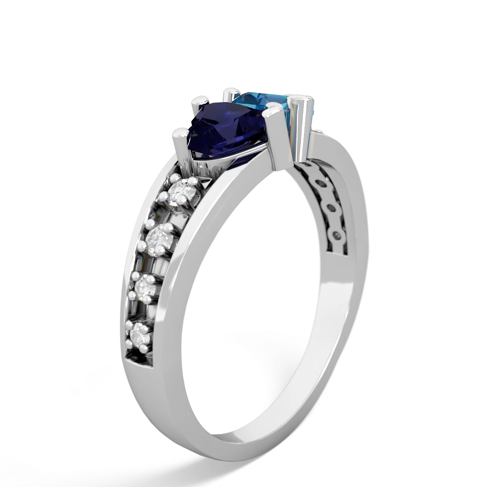 Sapphire Heart To Heart 14K White Gold ring R3342