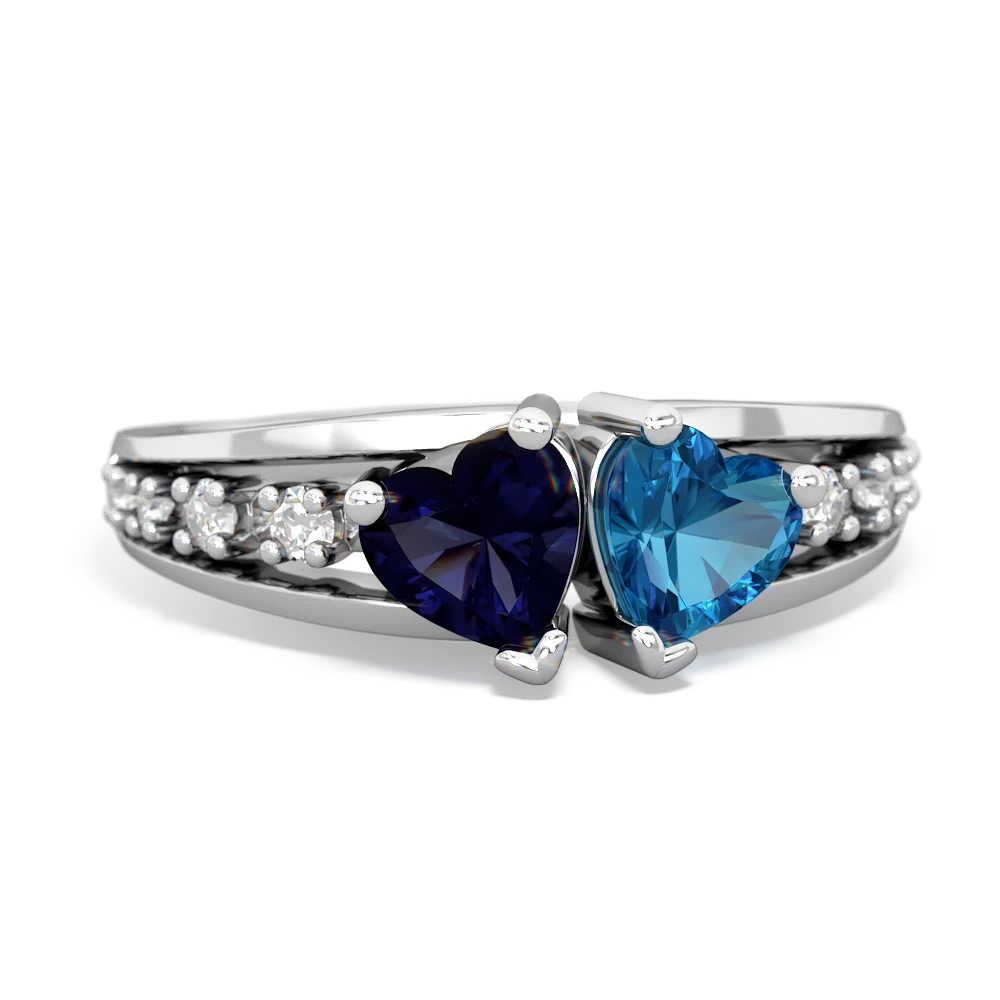 Sapphire Heart To Heart 14K White Gold ring R3342