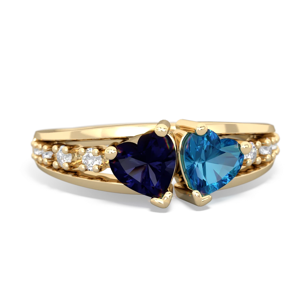 Sapphire Heart To Heart 14K Yellow Gold ring R3342