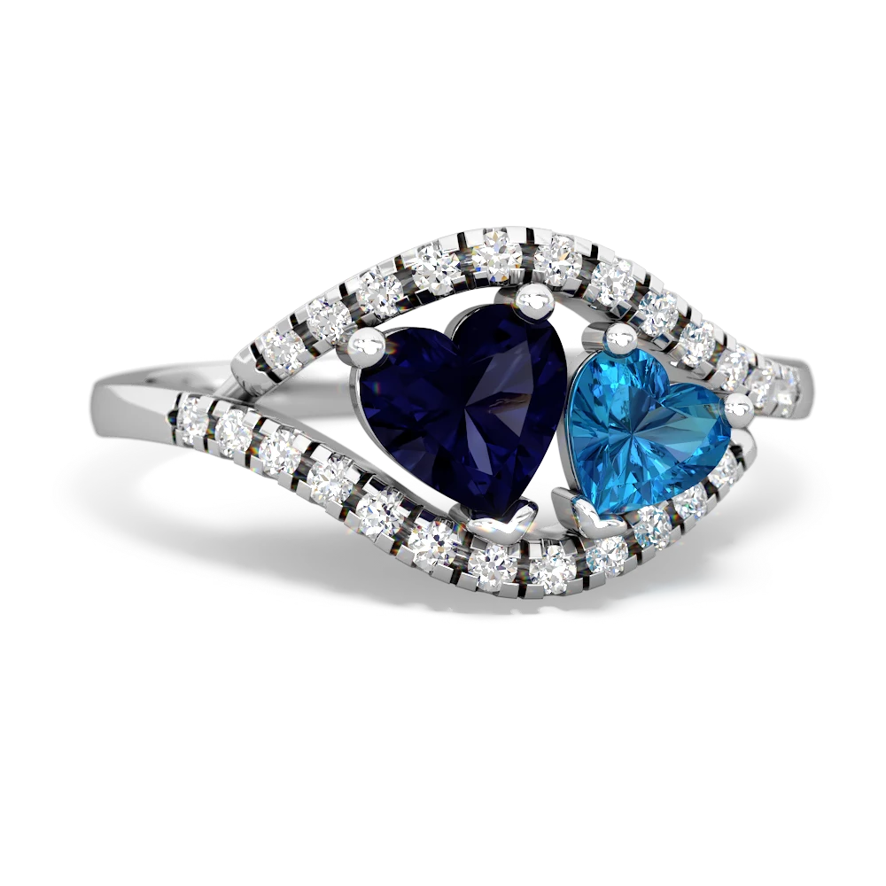 Sapphire Mother And Child 14K White Gold ring R3010