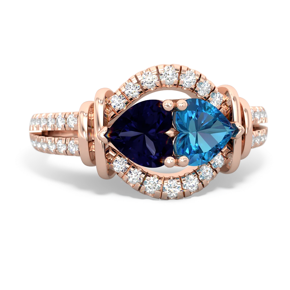 Sapphire Art-Deco Keepsake 14K Rose Gold ring R5630