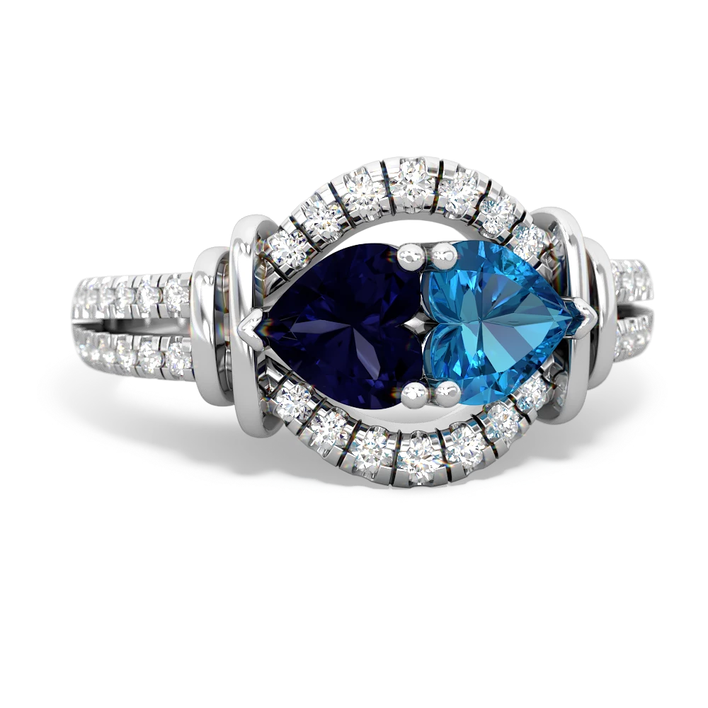 Sapphire Art-Deco Keepsake 14K White Gold ring R5630