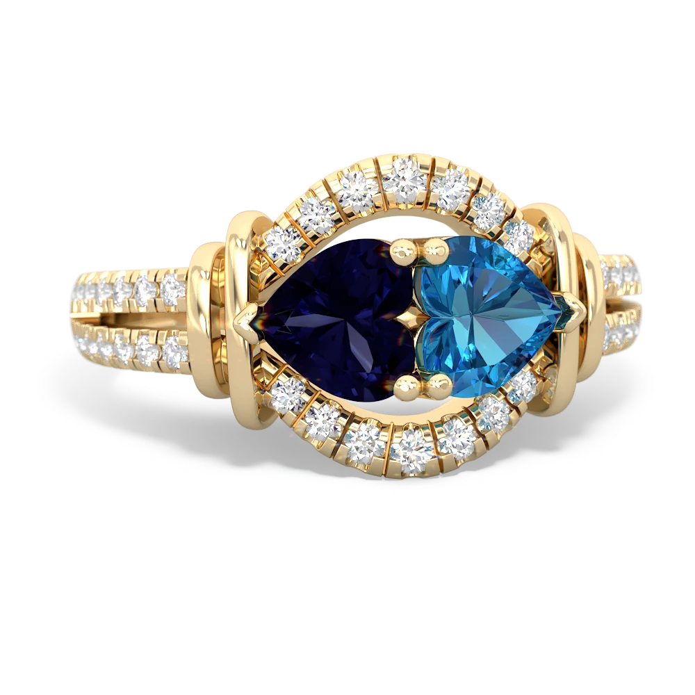 Sapphire Art-Deco Keepsake 14K Yellow Gold ring R5630