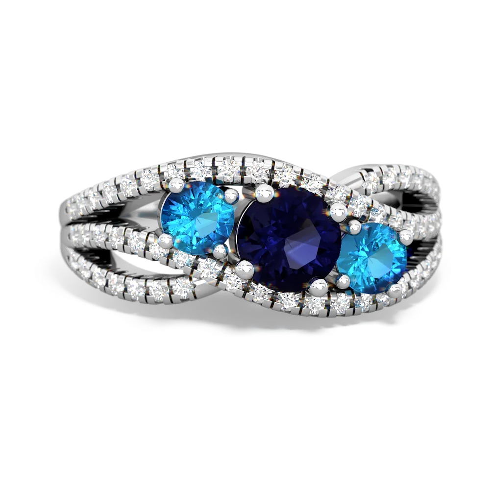 Sapphire Three Stone Aurora 14K White Gold ring R3080