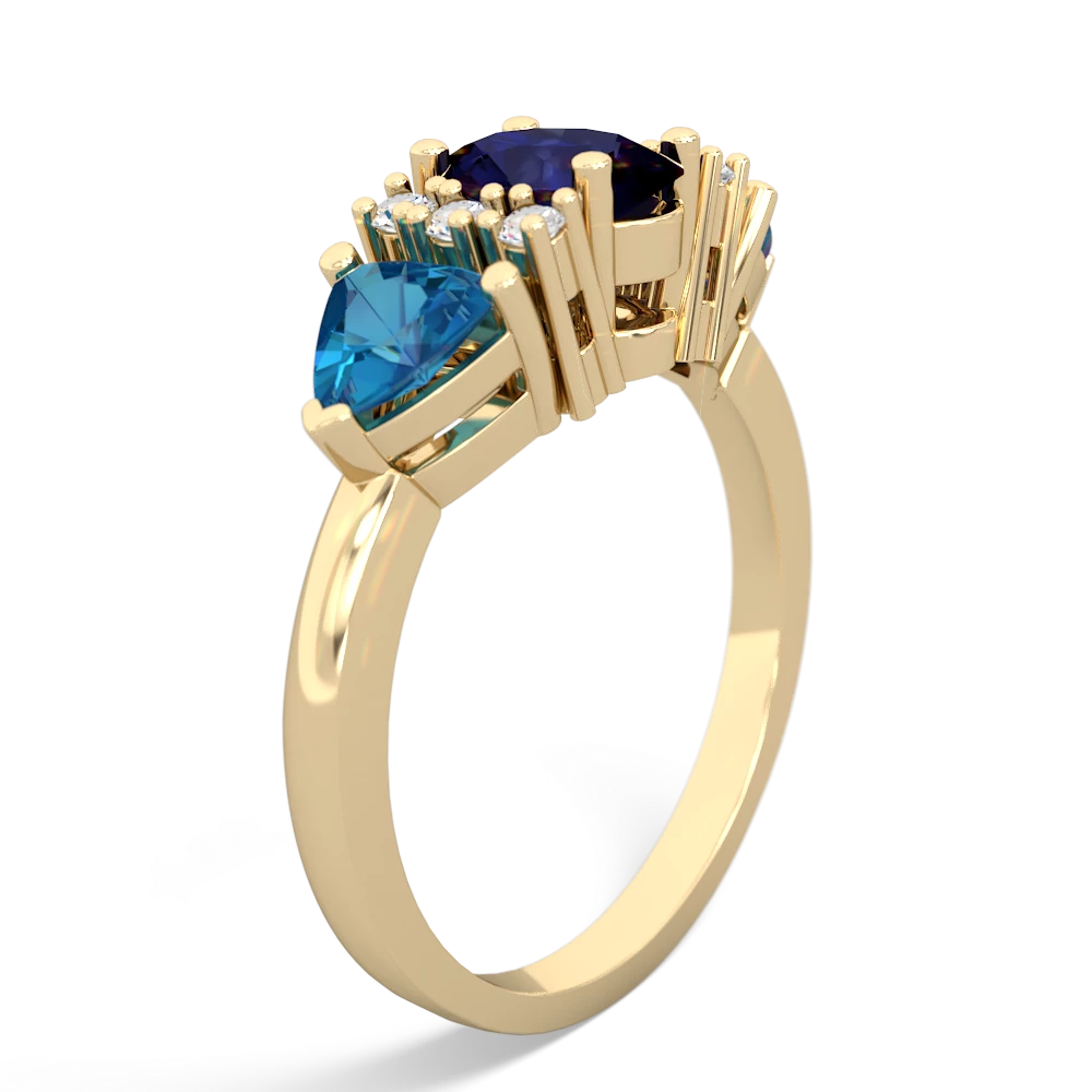 Sapphire Antique Style Three Stone 14K Yellow Gold ring R2186