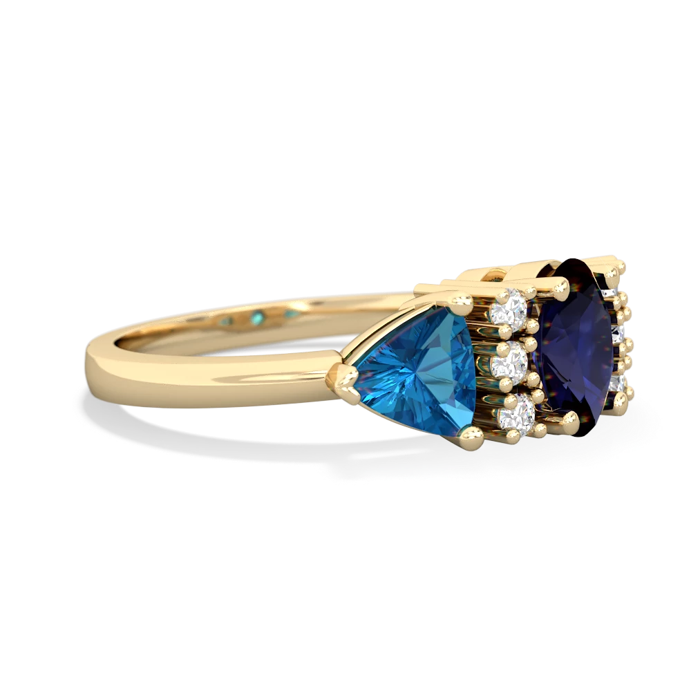 Sapphire Antique Style Three Stone 14K Yellow Gold ring R2186