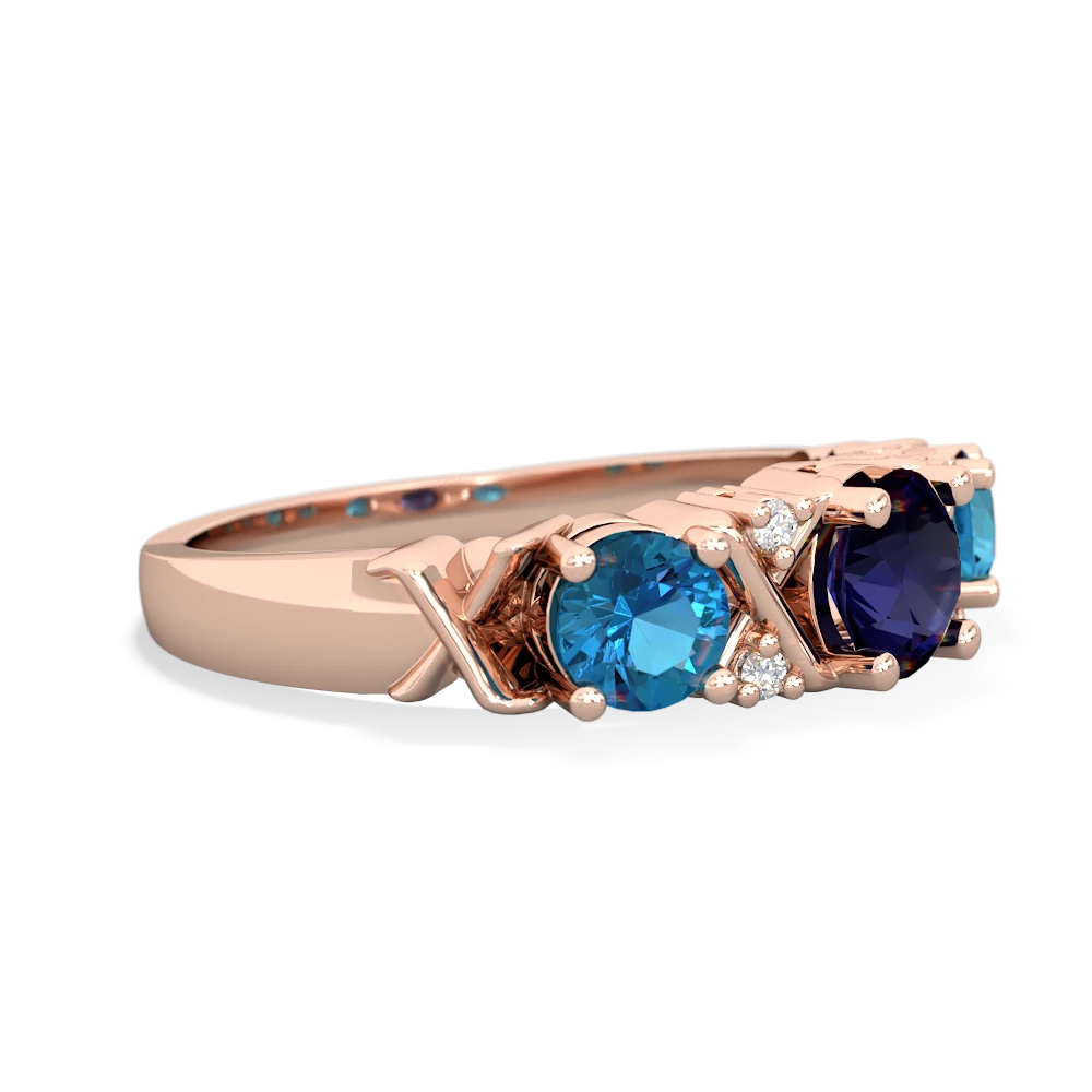 Sapphire Hugs And Kisses 14K Rose Gold ring R5016