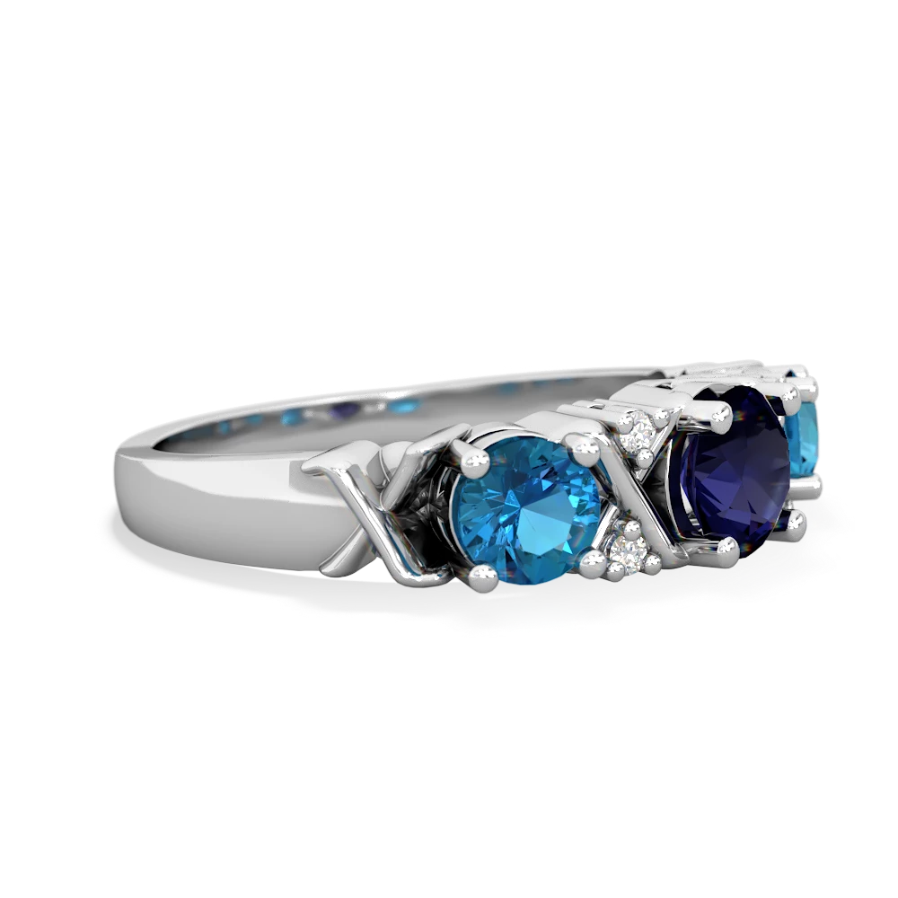 Sapphire Hugs And Kisses 14K White Gold ring R5016