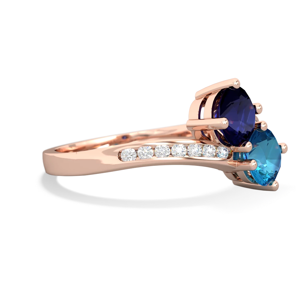 Sapphire Channel Set Two Stone 14K Rose Gold ring R5303