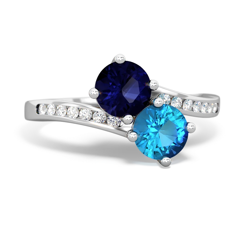 Sapphire Channel Set Two Stone 14K White Gold ring R5303