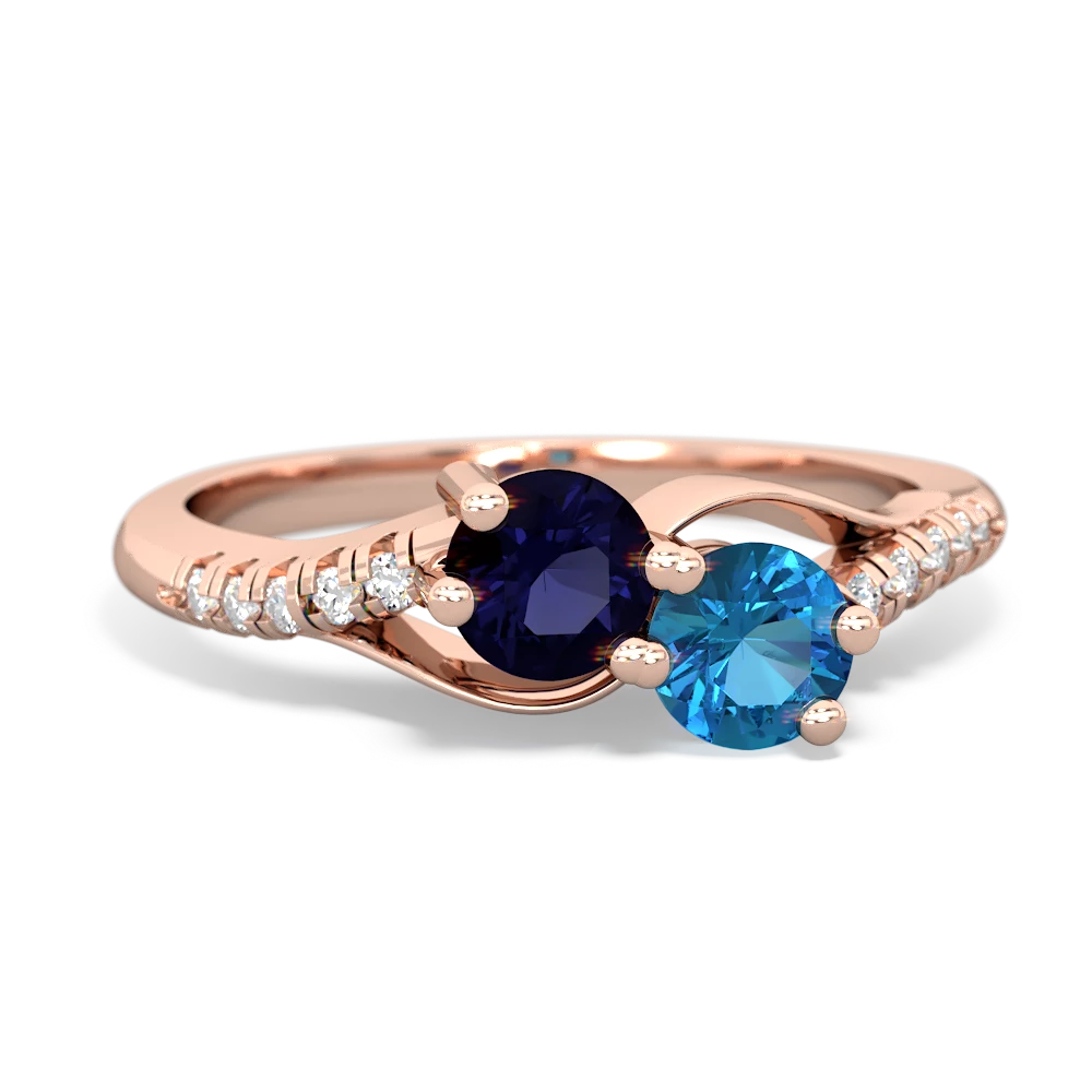 Sapphire Infinity Pave Two Stone 14K Rose Gold ring R5285