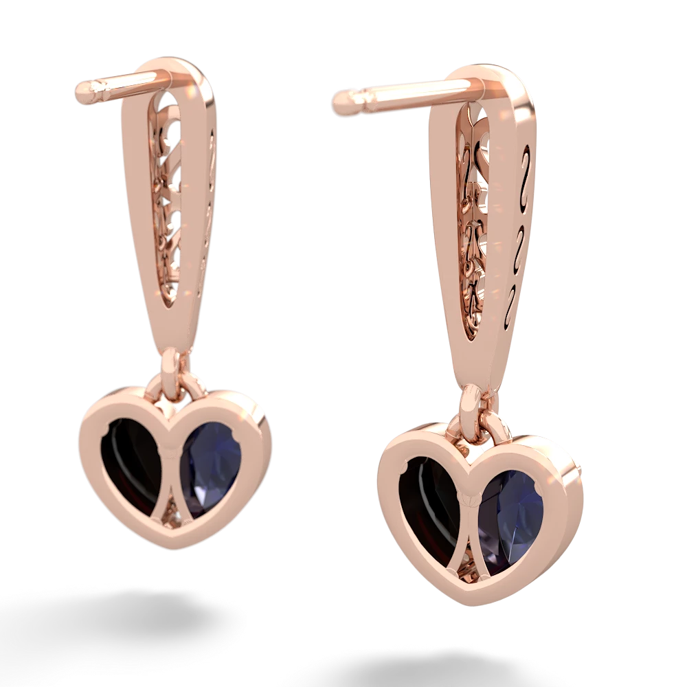 Sapphire Filligree Heart 14K Rose Gold earrings E5070