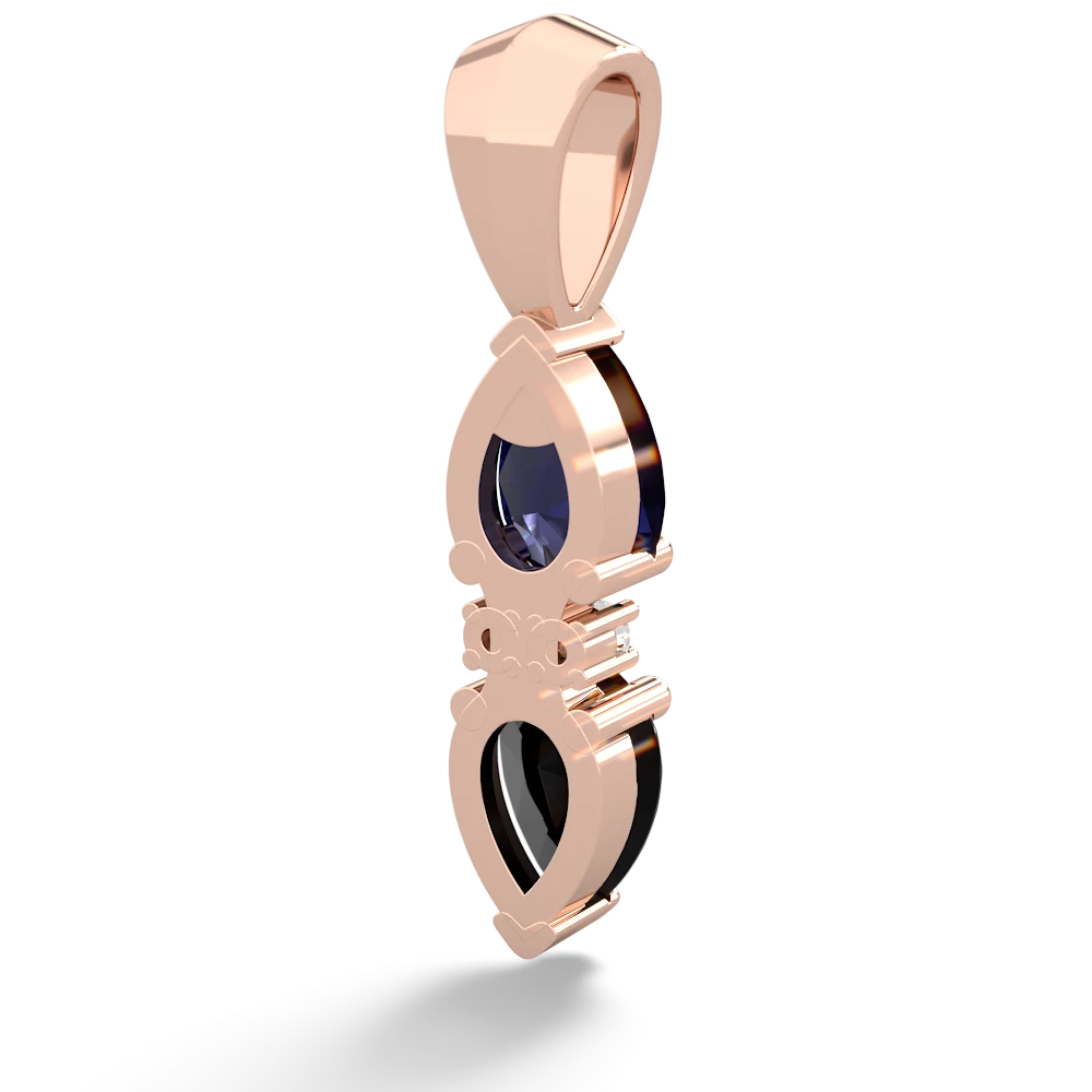 Sapphire Bowtie Drop 14K Rose Gold pendant P0865