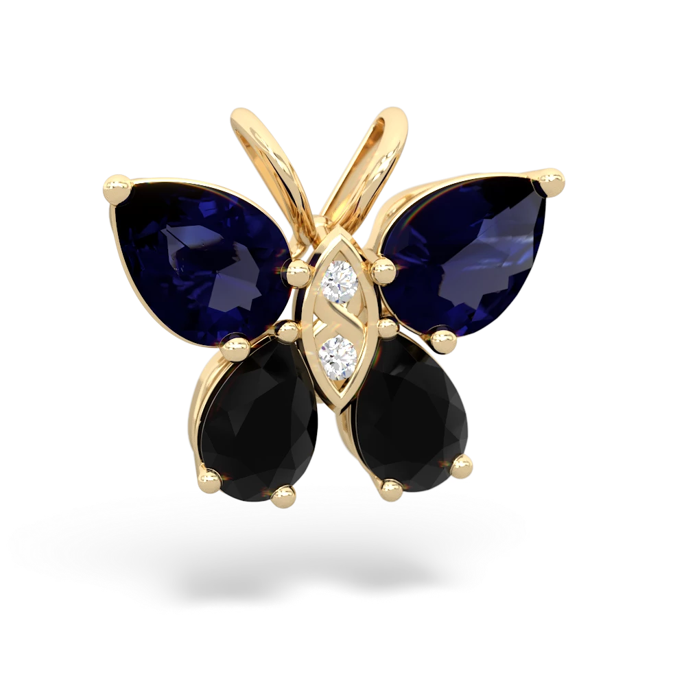 Sapphire Butterfly 14K Yellow Gold pendant P2215