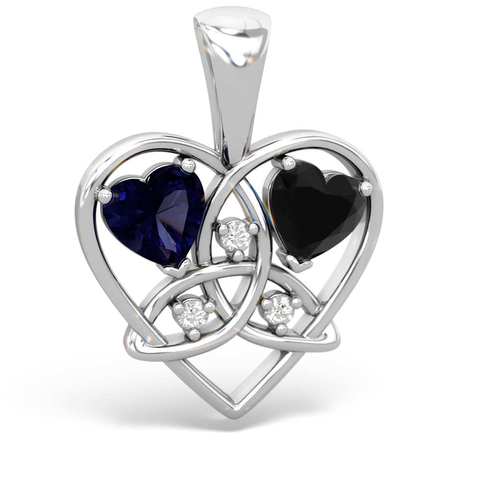 Sapphire Celtic Trinity Heart 14K White Gold pendant P5331