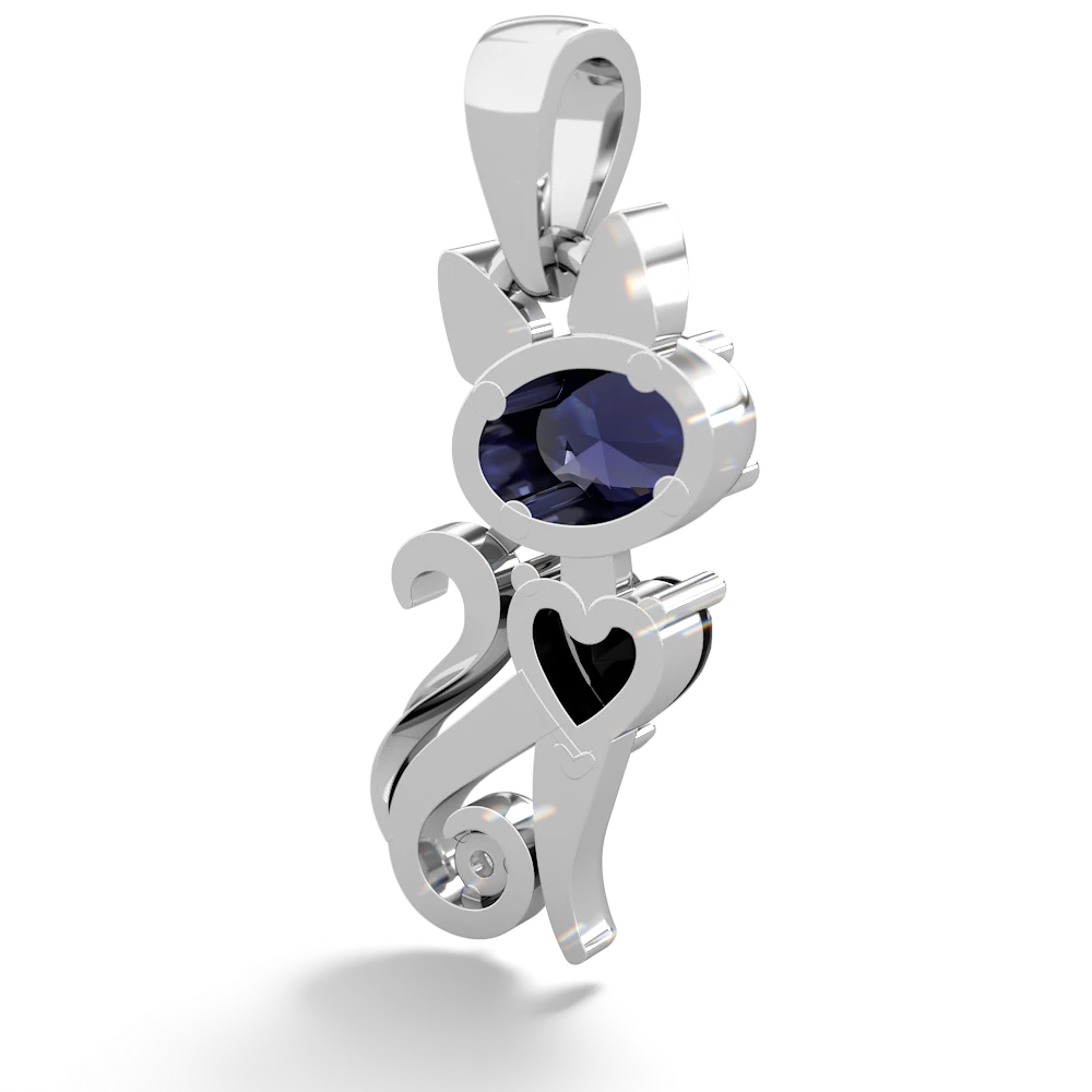 Sapphire Kitten 14K White Gold pendant P5780