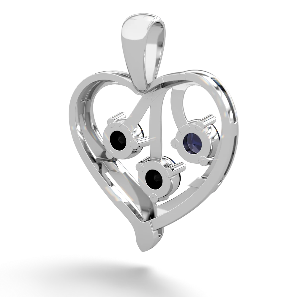 Sapphire Glowing Heart 14K White Gold pendant P2233