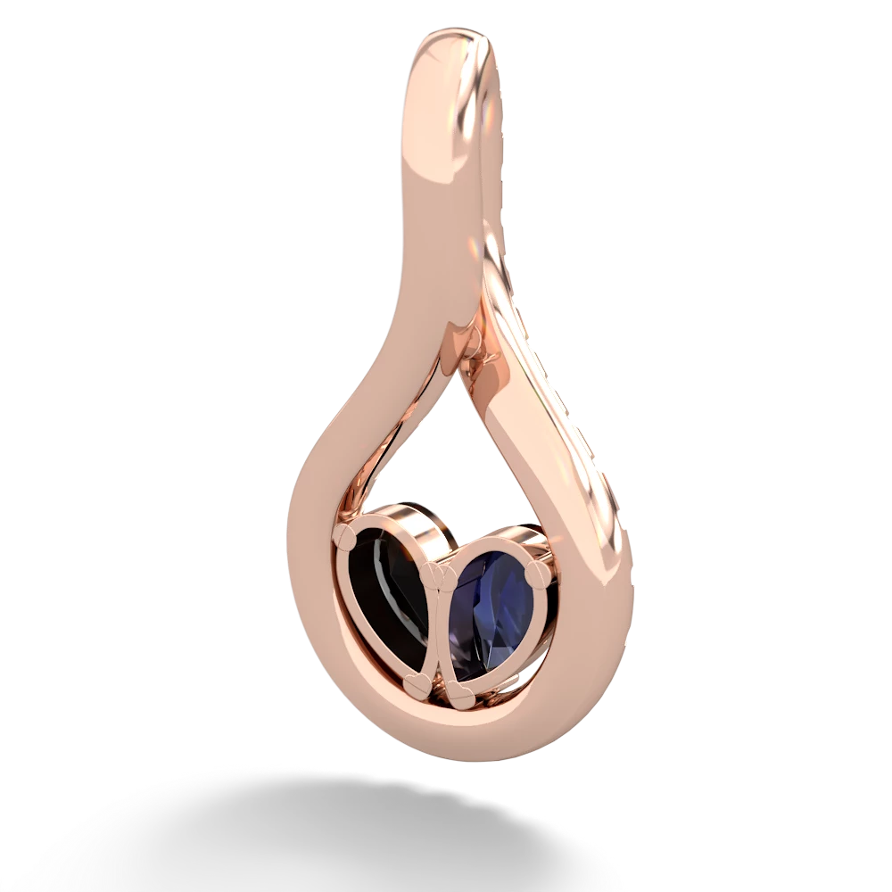 Sapphire Pave Twist 'One Heart' 14K Rose Gold pendant P5360