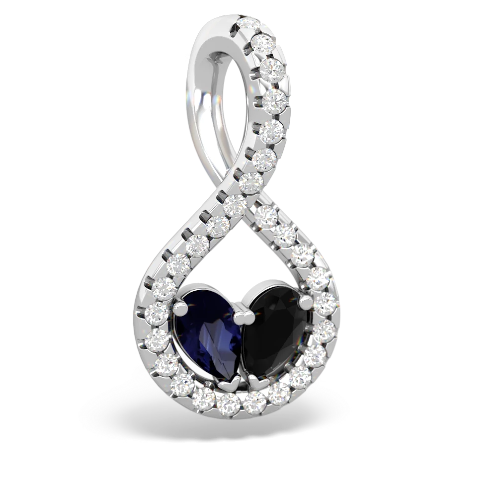 Sapphire Pave Twist 'One Heart' 14K White Gold pendant P5360