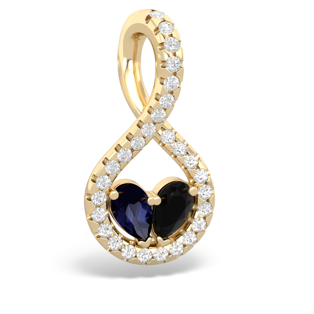 Sapphire Pave Twist 'One Heart' 14K Yellow Gold pendant P5360