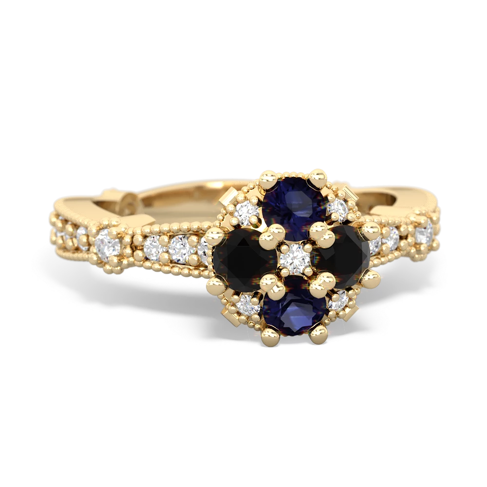 Sapphire Sparkling Tiara Cluster 14K Yellow Gold ring R26293RD