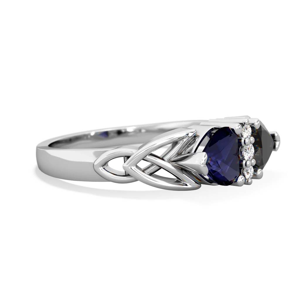 Sapphire Celtic Knot Double Heart 14K White Gold ring R5040