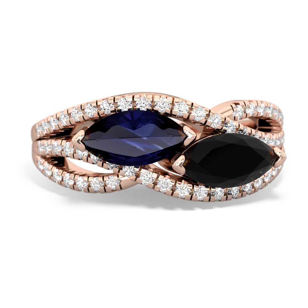 Sapphire Diamond Rivers 14K Rose Gold ring R3070