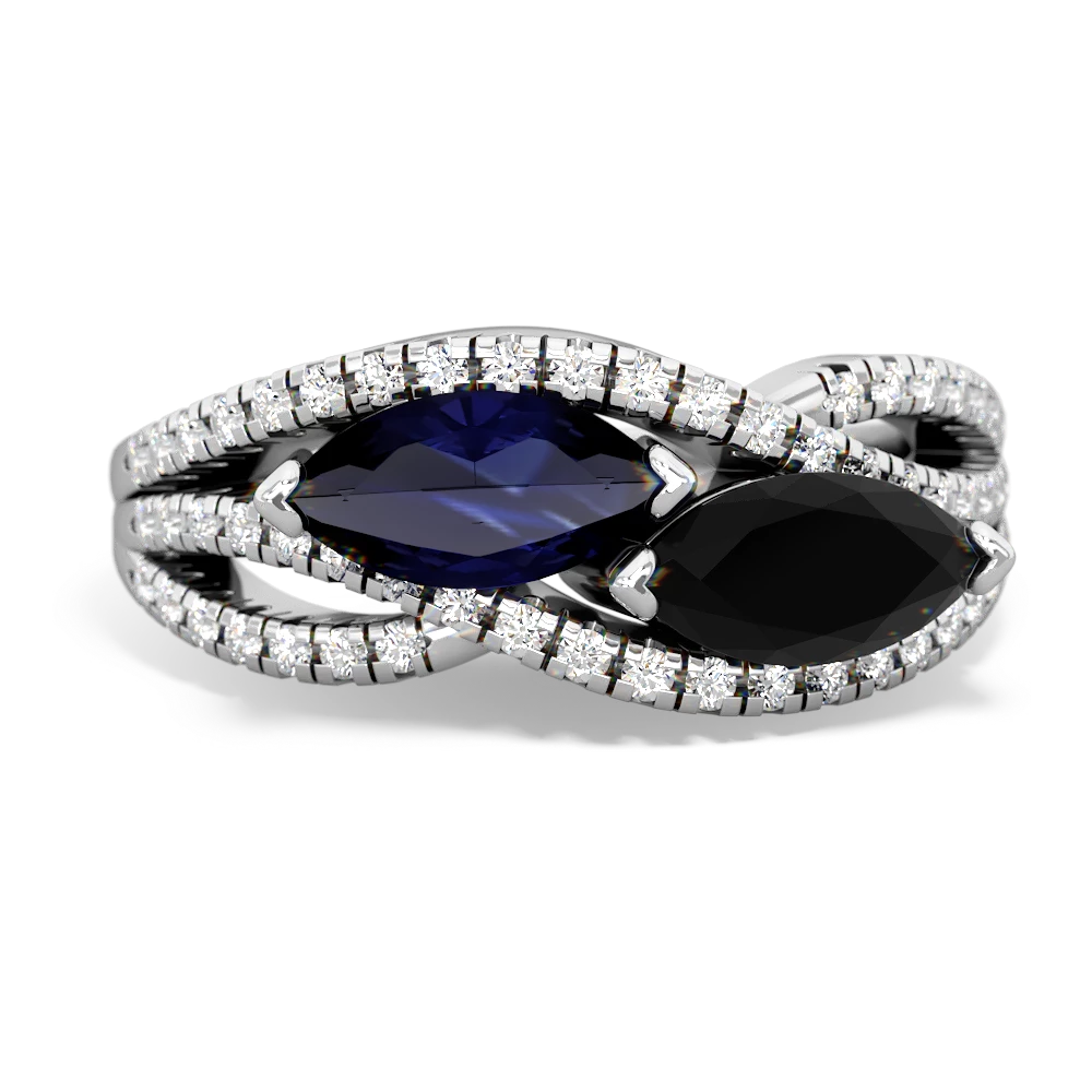 Sapphire Diamond Rivers 14K White Gold ring R3070