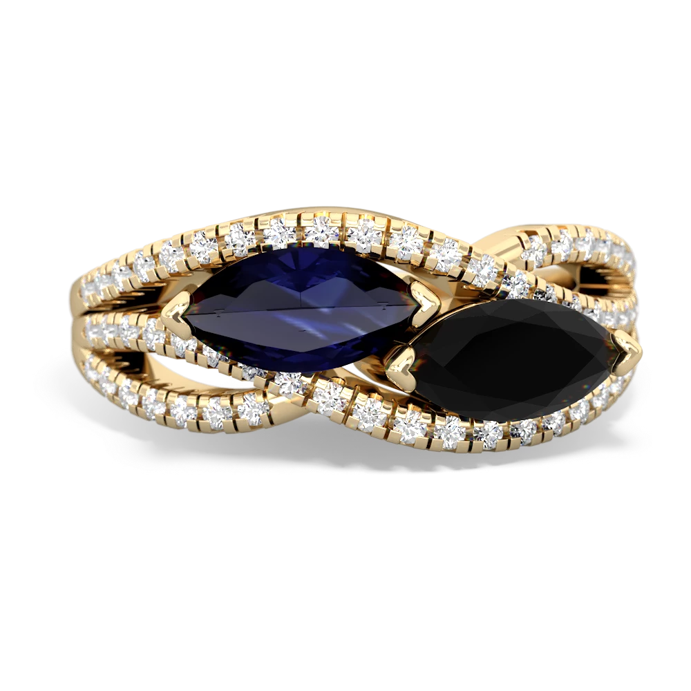 Sapphire Diamond Rivers 14K Yellow Gold ring R3070