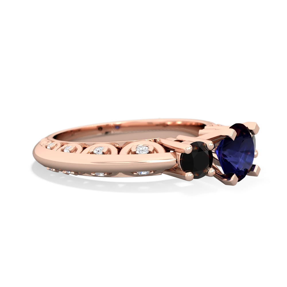 Sapphire Art Deco Eternal Embrace Engagement 14K Rose Gold ring C2003