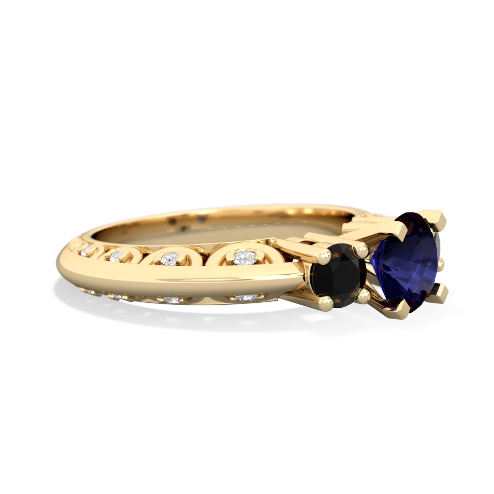 Sapphire Art Deco Eternal Embrace Engagement 14K Yellow Gold ring C2003