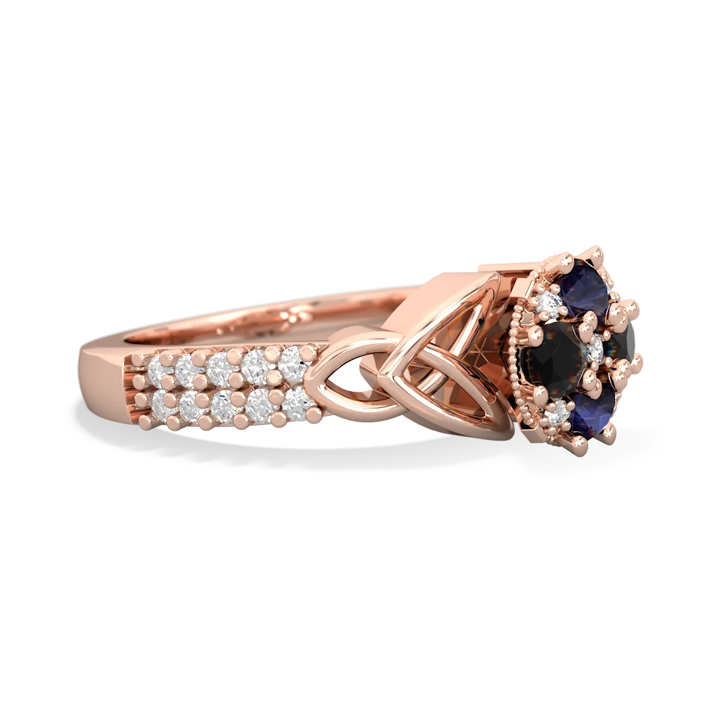 Sapphire Celtic Knot Cluster Engagement 14K Rose Gold ring R26443RD