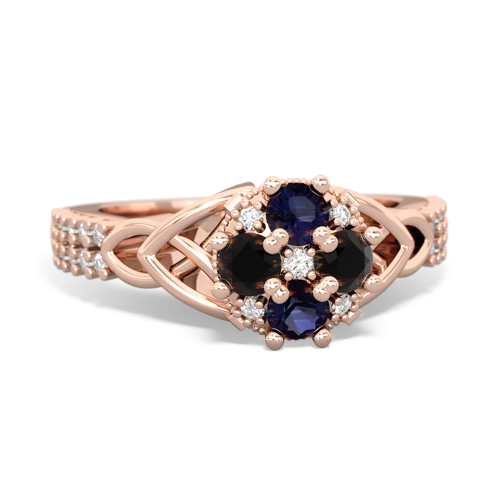 Sapphire Celtic Knot Cluster Engagement 14K Rose Gold ring R26443RD