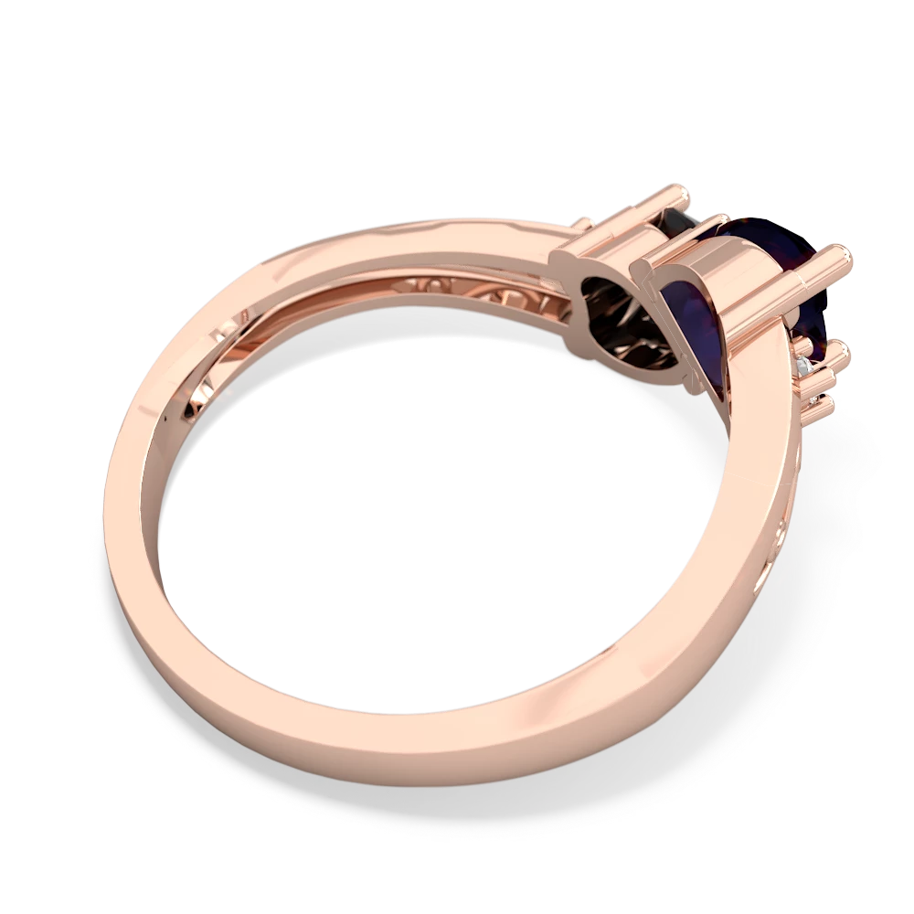 Sapphire Snuggling Hearts 14K Rose Gold ring R2178