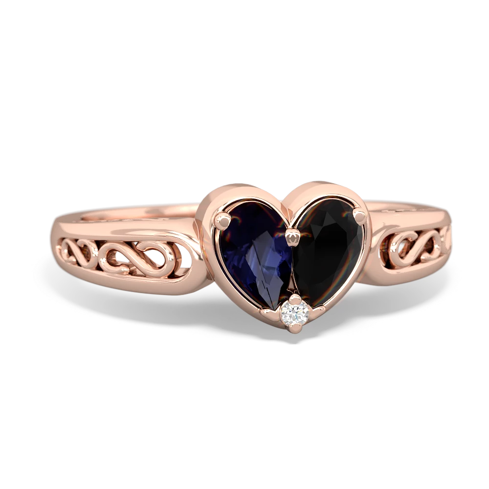 Sapphire Filligree 'One Heart' 14K Rose Gold ring R5070