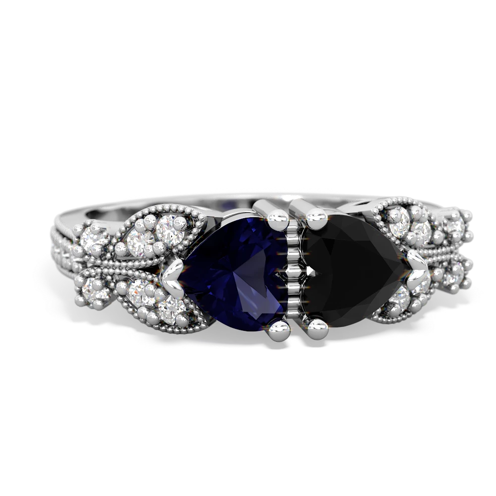 Sapphire Diamond Butterflies 14K White Gold ring R5601