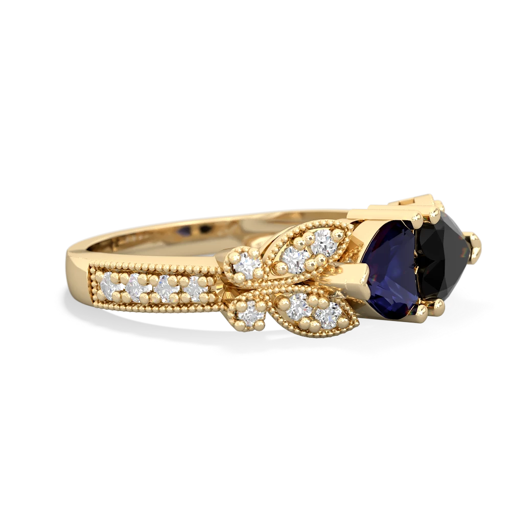 Sapphire Diamond Butterflies 14K Yellow Gold ring R5601