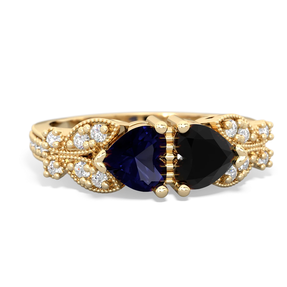 Sapphire Diamond Butterflies 14K Yellow Gold ring R5601