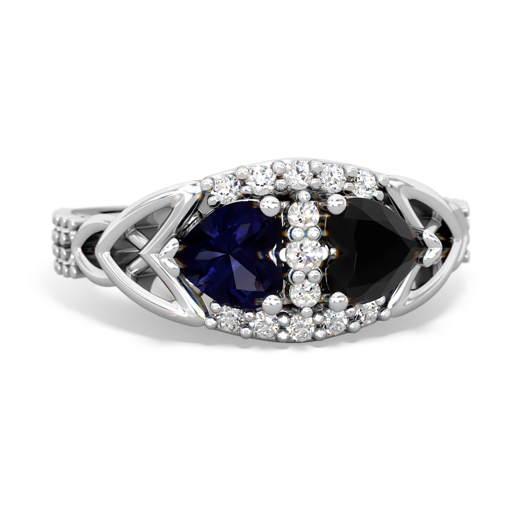 Sapphire Sparkling Celtic Knot 14K White Gold ring R2645