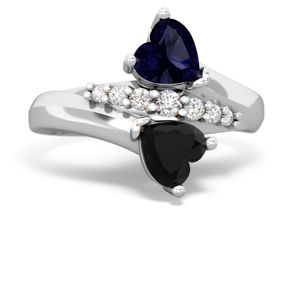 Sapphire Heart To Heart 14K White Gold ring R2064