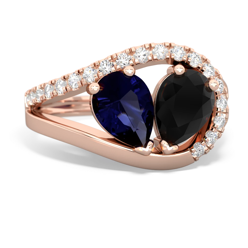 Sapphire Nestled Heart Keepsake 14K Rose Gold ring R5650