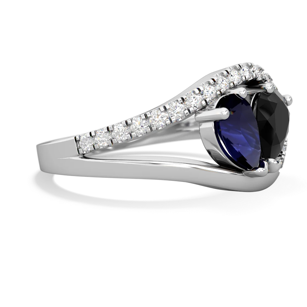 Sapphire Nestled Heart Keepsake 14K White Gold ring R5650